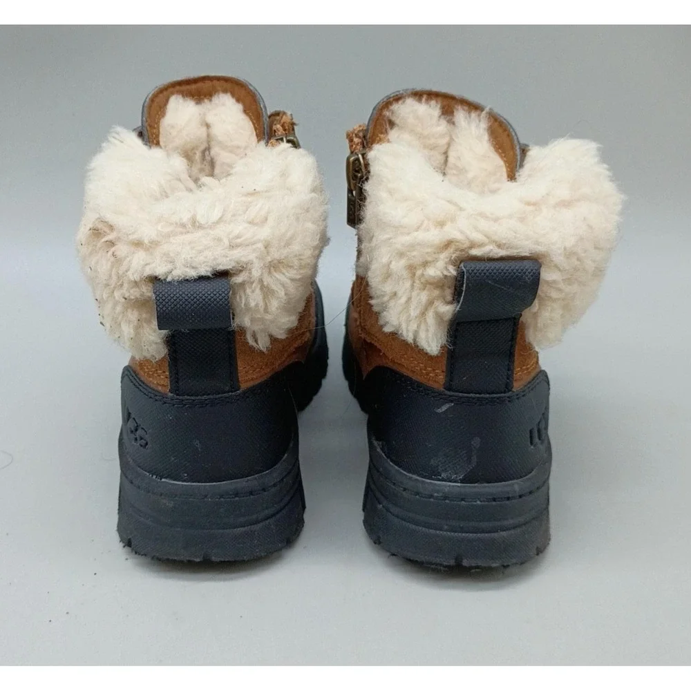 UGG Kids Yose Puff Winter Boots Chestnut Waterproof Faux Fur Size 12 Toddler